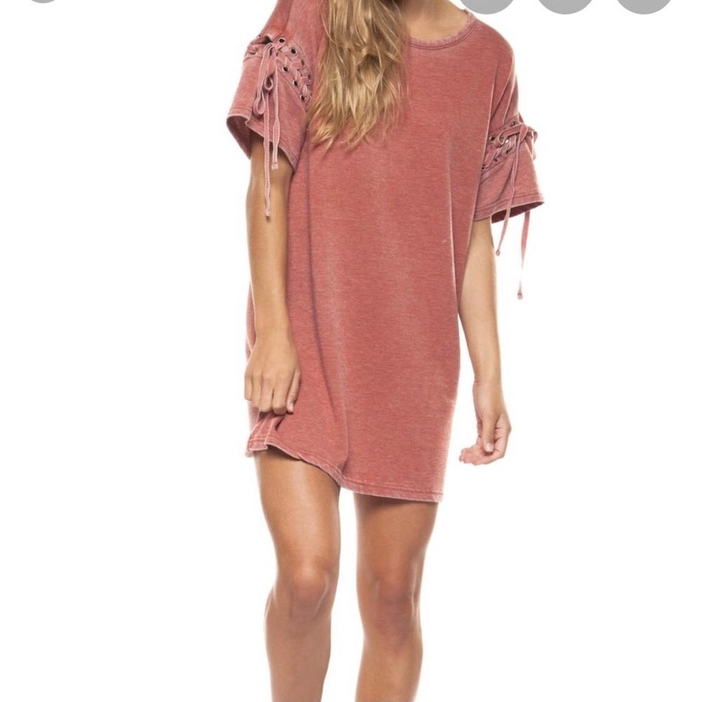 Dex Eyelet Mini Dress in Rust